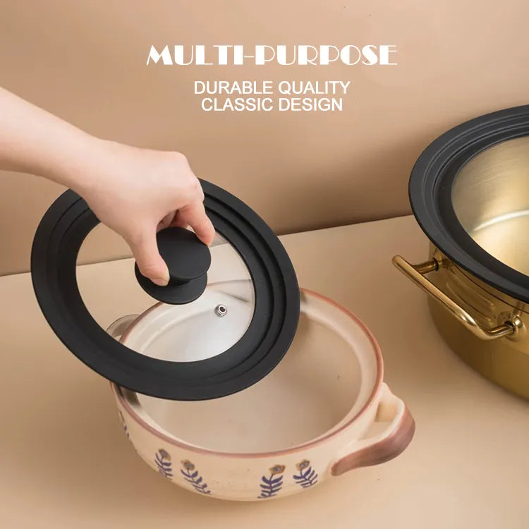 Three layers 24-26-28cm Silicone tempered glass lid