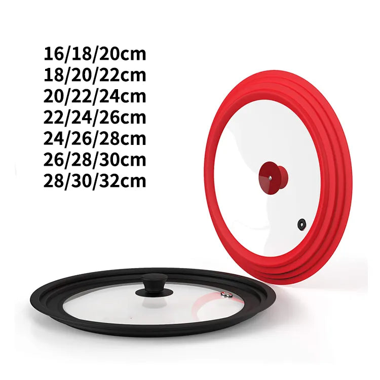 Three layers 24-26-28cm Silicone tempered glass lid