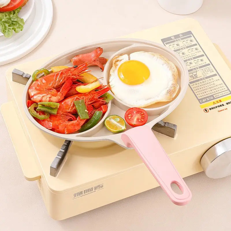 Household 2 In 1 Aluminum Die Casting Double Hole Breakfast Pan Mini Egg Frying Pan