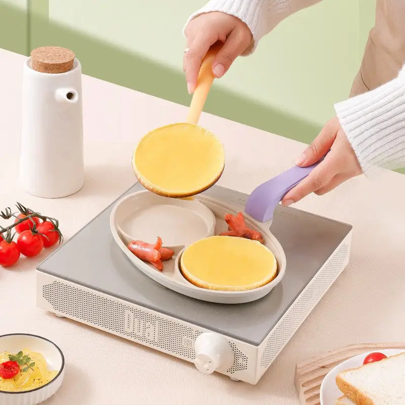Household 2 In 1 Aluminum Die Casting Double Hole Breakfast Pan Mini Egg Frying Pan