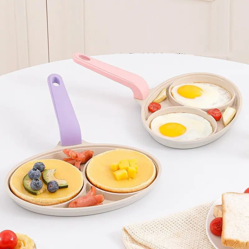 Household 2 In 1 Aluminum Die Casting Double Hole Breakfast Pan Mini Egg Frying Pan