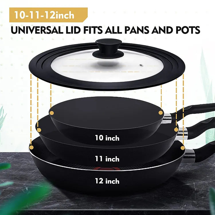 Three layers 24-26-28cm Silicone tempered glass lid
