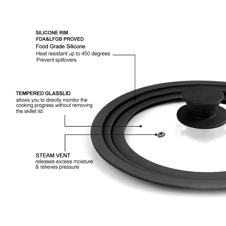 Three layers 24-26-28cm Silicone tempered glass lid