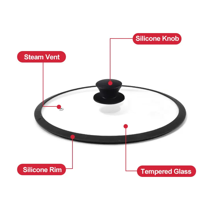 Single layer Silicone 28cm tempered glass lid
