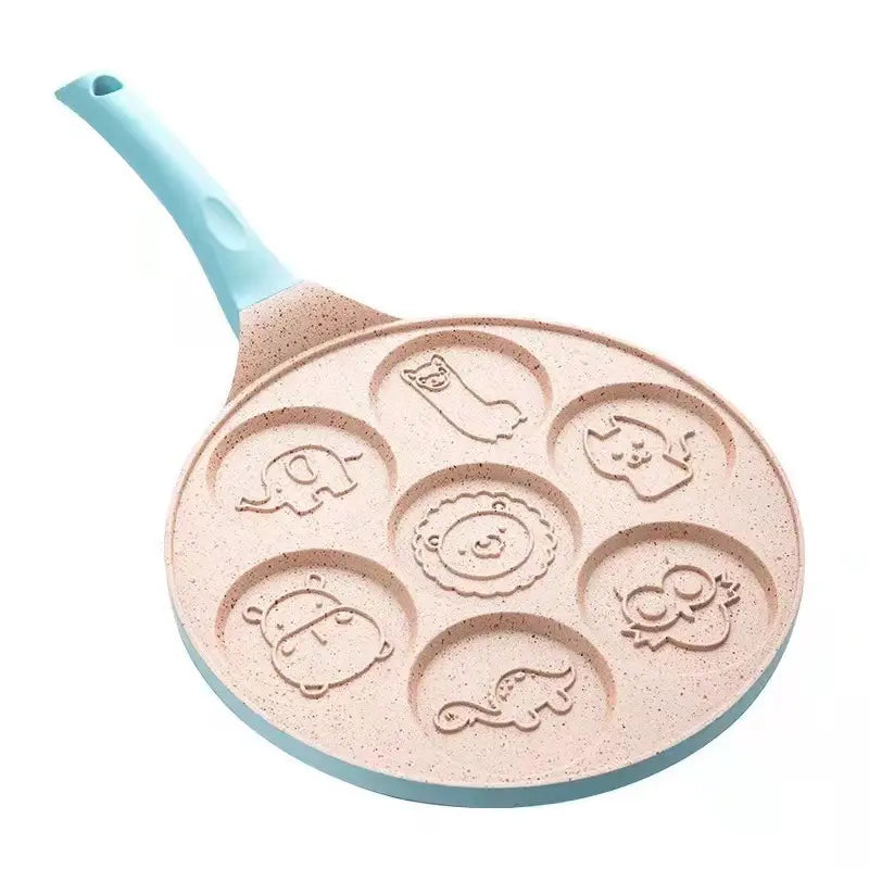 Cute Cartoon 7 Holes 26cm Smile Face Mini Pancake Waffle Egg Omelet Non-Stick Cake Frying Pan