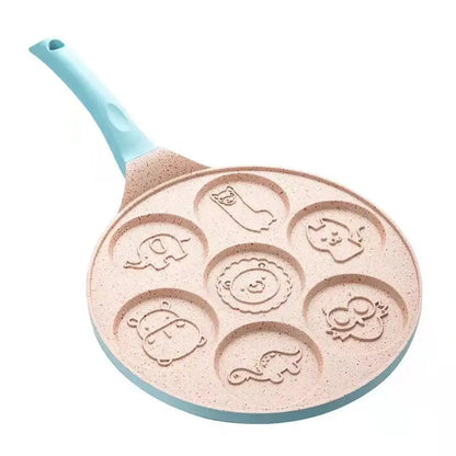 Cute Cartoon 7 Holes 26cm Smile Face Mini Pancake Waffle Egg Omelet Non-Stick Cake Frying Pan