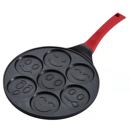 Cute Cartoon 7 Holes 26cm Smile Face Mini Pancake Waffle Egg Omelet Non-Stick Cake Frying Pan