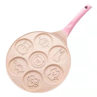 Cute Cartoon 7 Holes 26cm Smile Face Mini Pancake Waffle Egg Omelet Non-Stick Cake Frying Pan