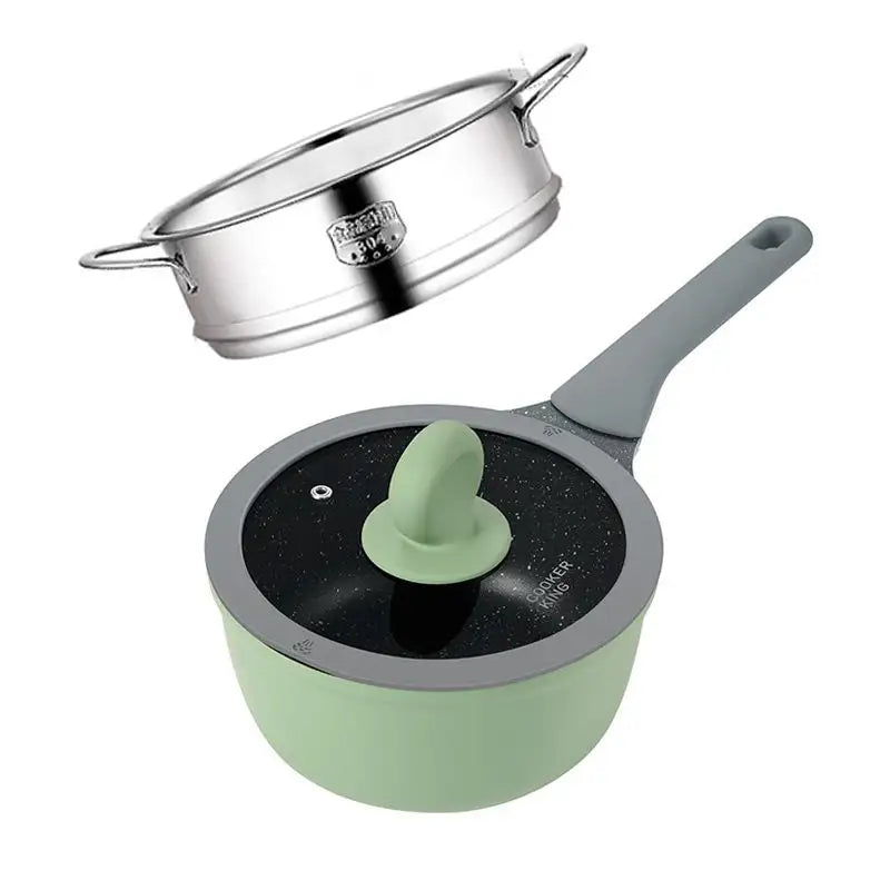 Eco-Friendly Green 3 Pieces Set Marble Frypan Aluminum Nonstick Kitchen Frypan Casseroles Cookware Set