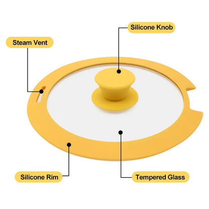 Anti-spill Silicone 22cm tempered glass lid