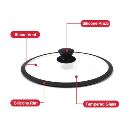 Single layer Silicone 24cm tempered glass lid