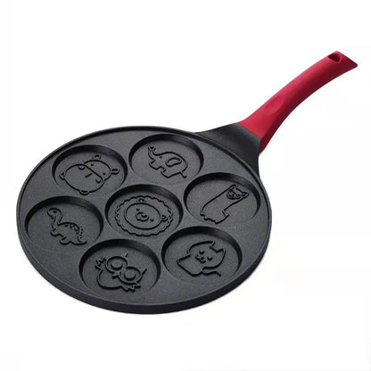 Cute Cartoon 7 Holes 26cm Smile Face Mini Pancake Waffle Egg Omelet Non-Stick Cake Frying Pan